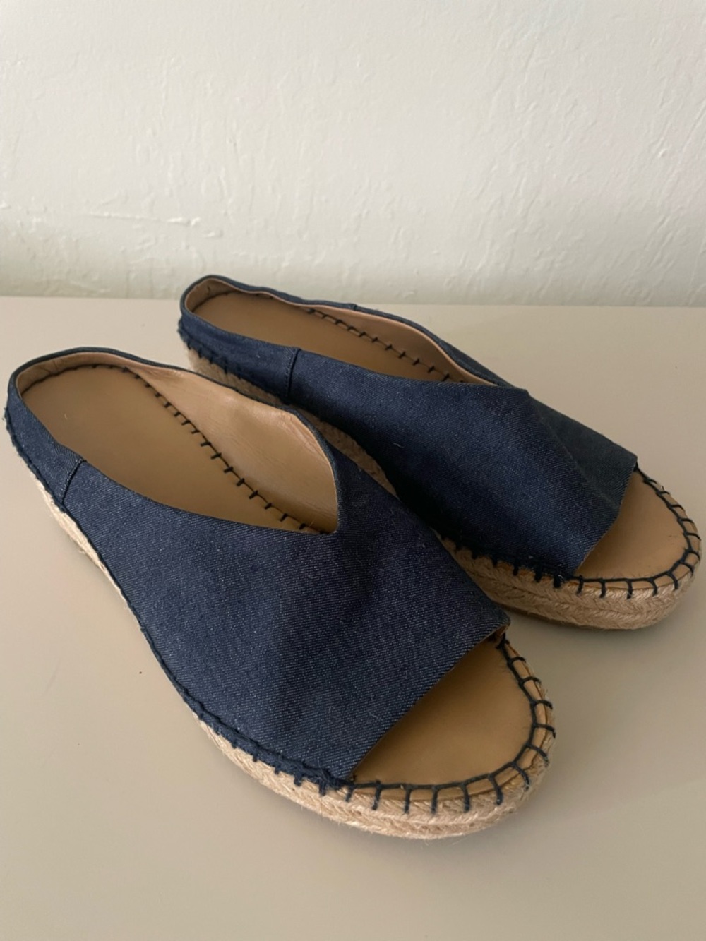 Franco Sarto Navy Espadrille Slide Sandals